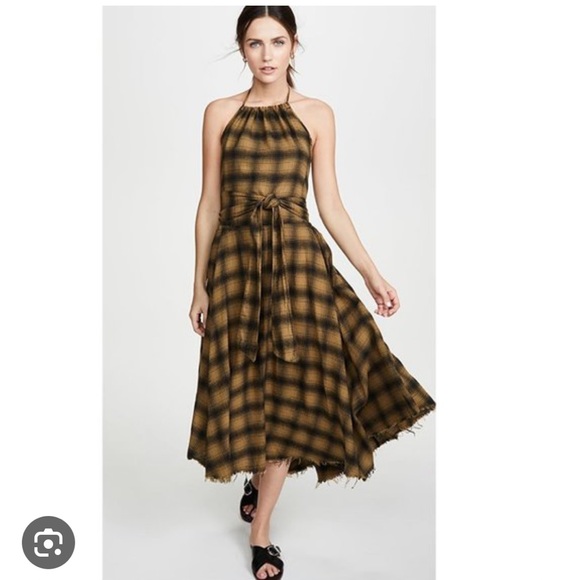 NSF Malia Cotton Dress Cream Colored Backless Halter Dress - Picture 4 of 9